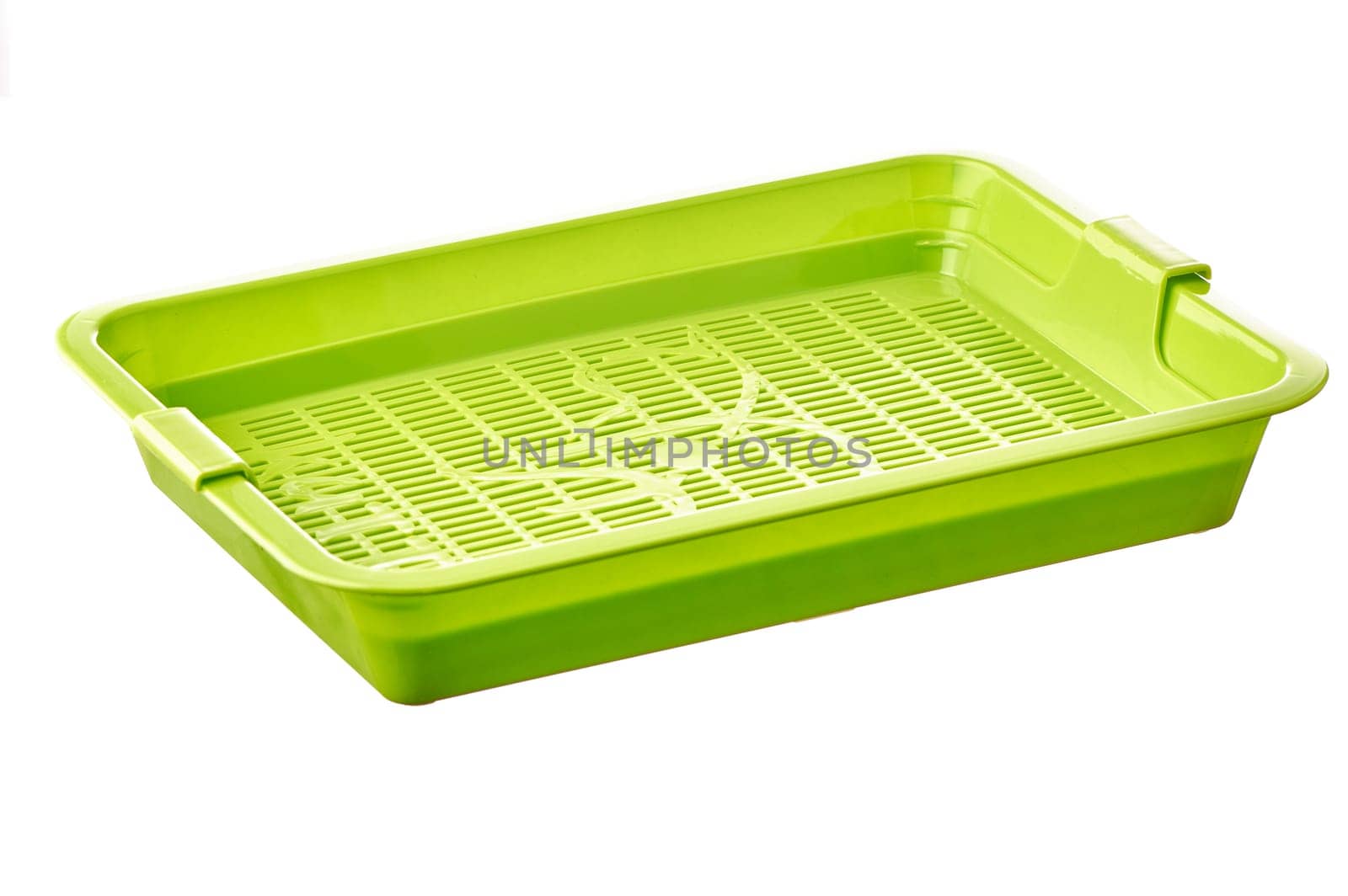 green cat tray on white isolated background. High quality photo