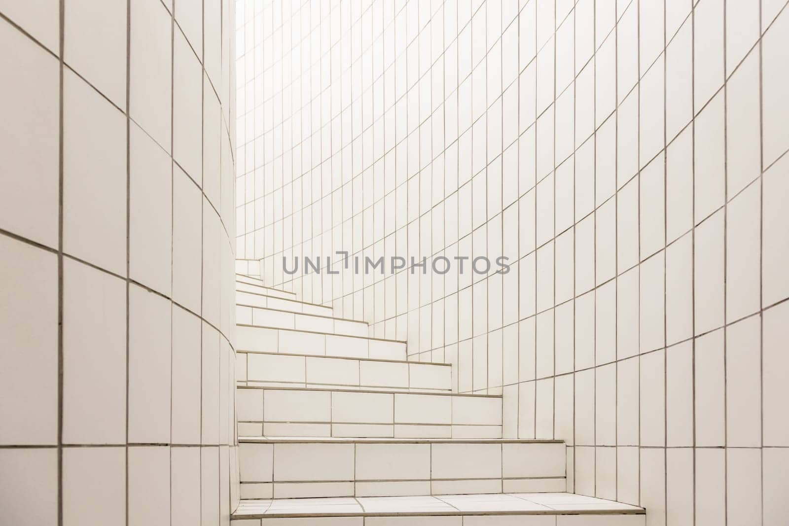Contemporary white staircase. Apartment indoor, luxury interior - nobody