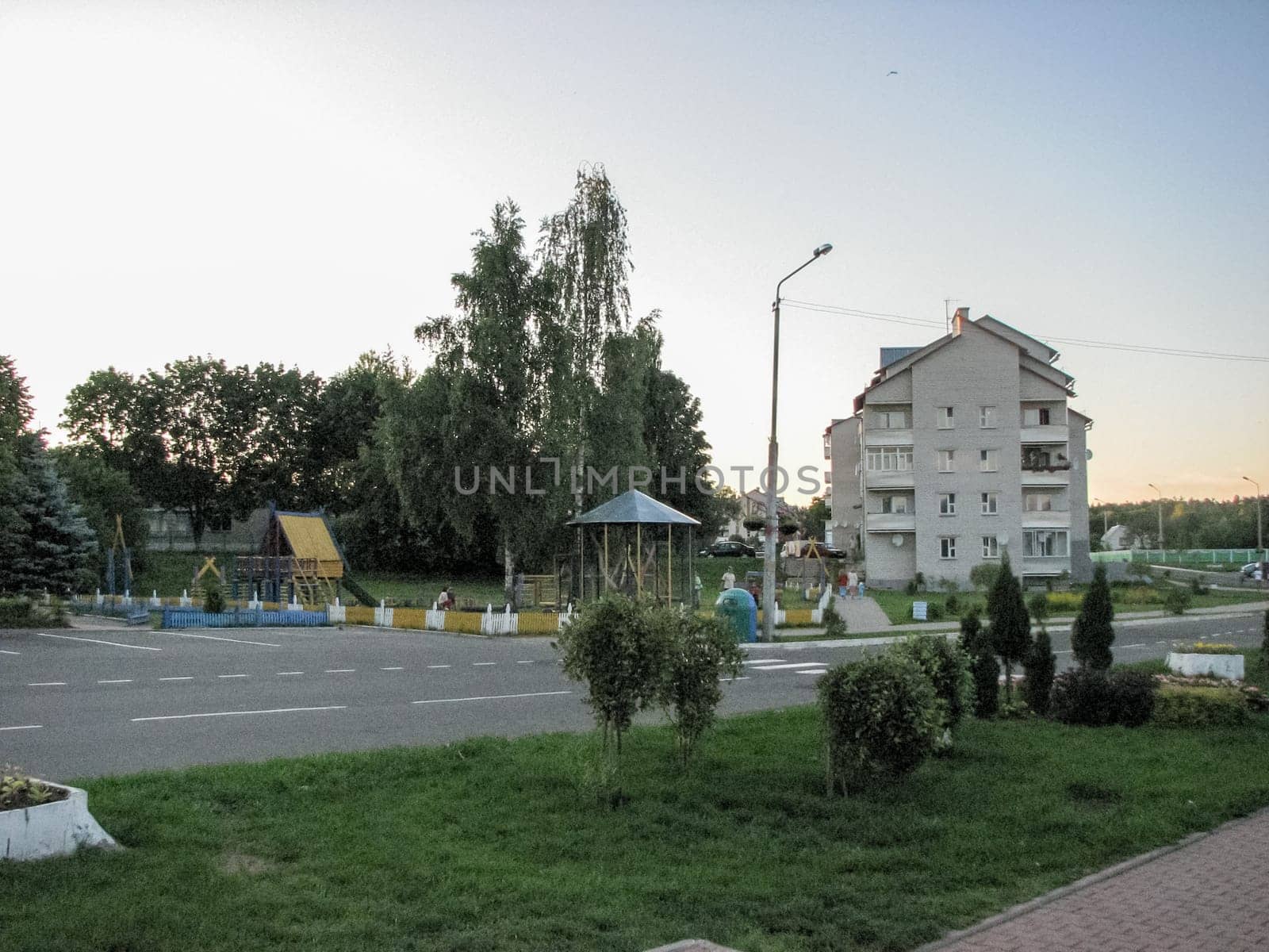 Resort village Naroch, buildings and courtyards and streets in the village.