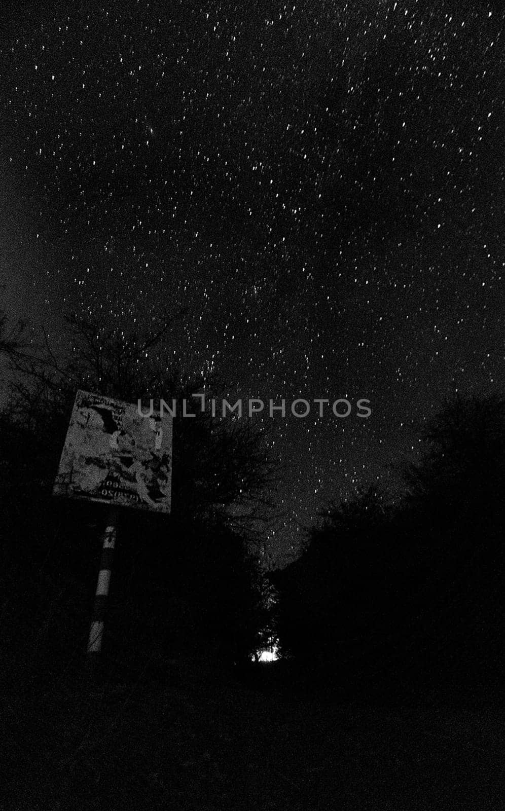 Starry sky over the mountains. A view of the night sky in autumn.