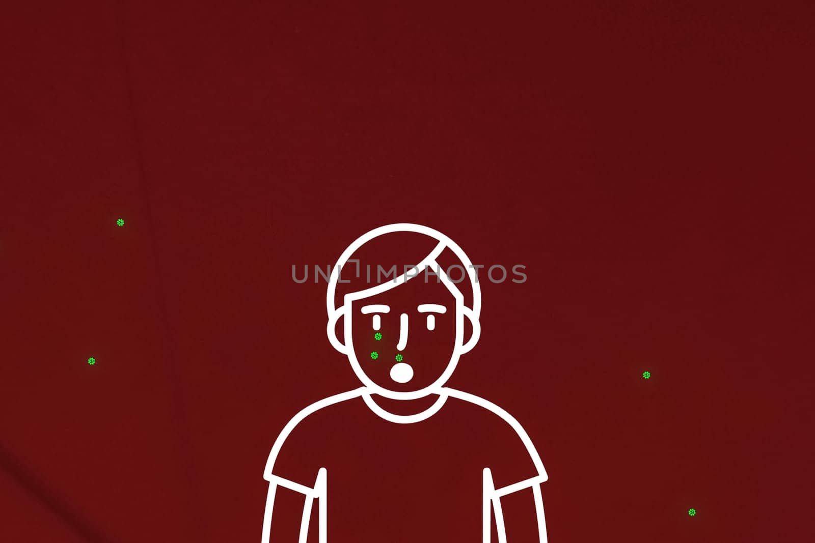 Illustration, a person infected with coronavirus. The spread of coronavirus.