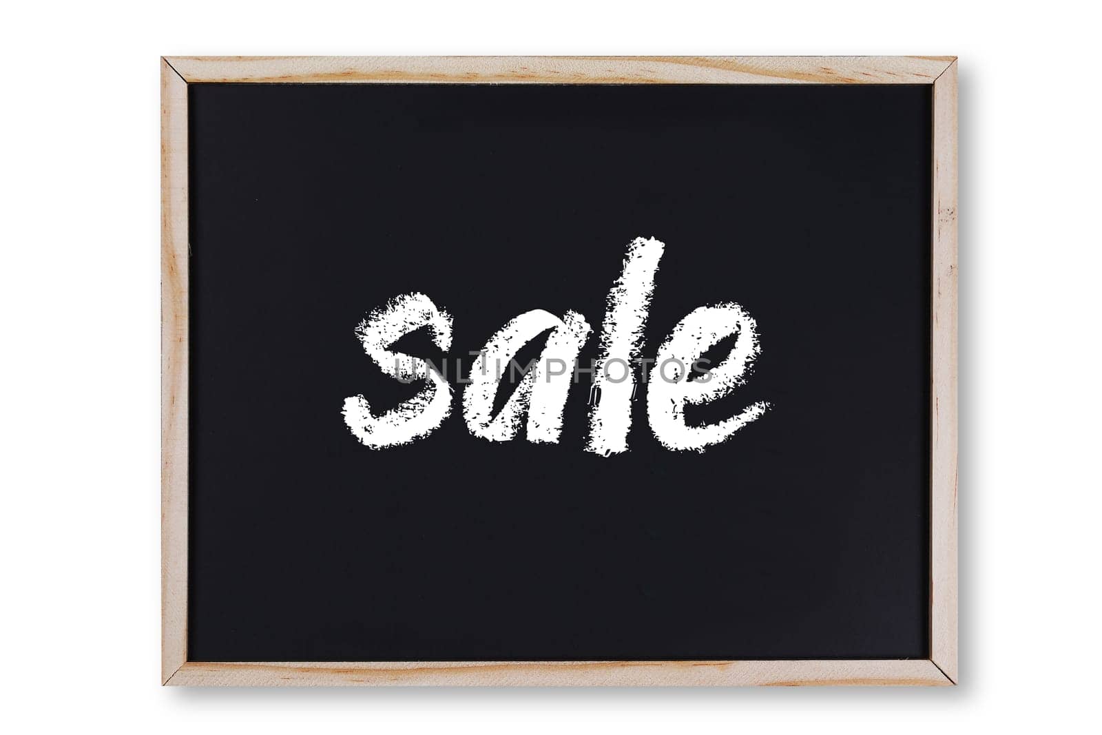 A sale word in chalk on chalkboard with clipping path to remove shadow