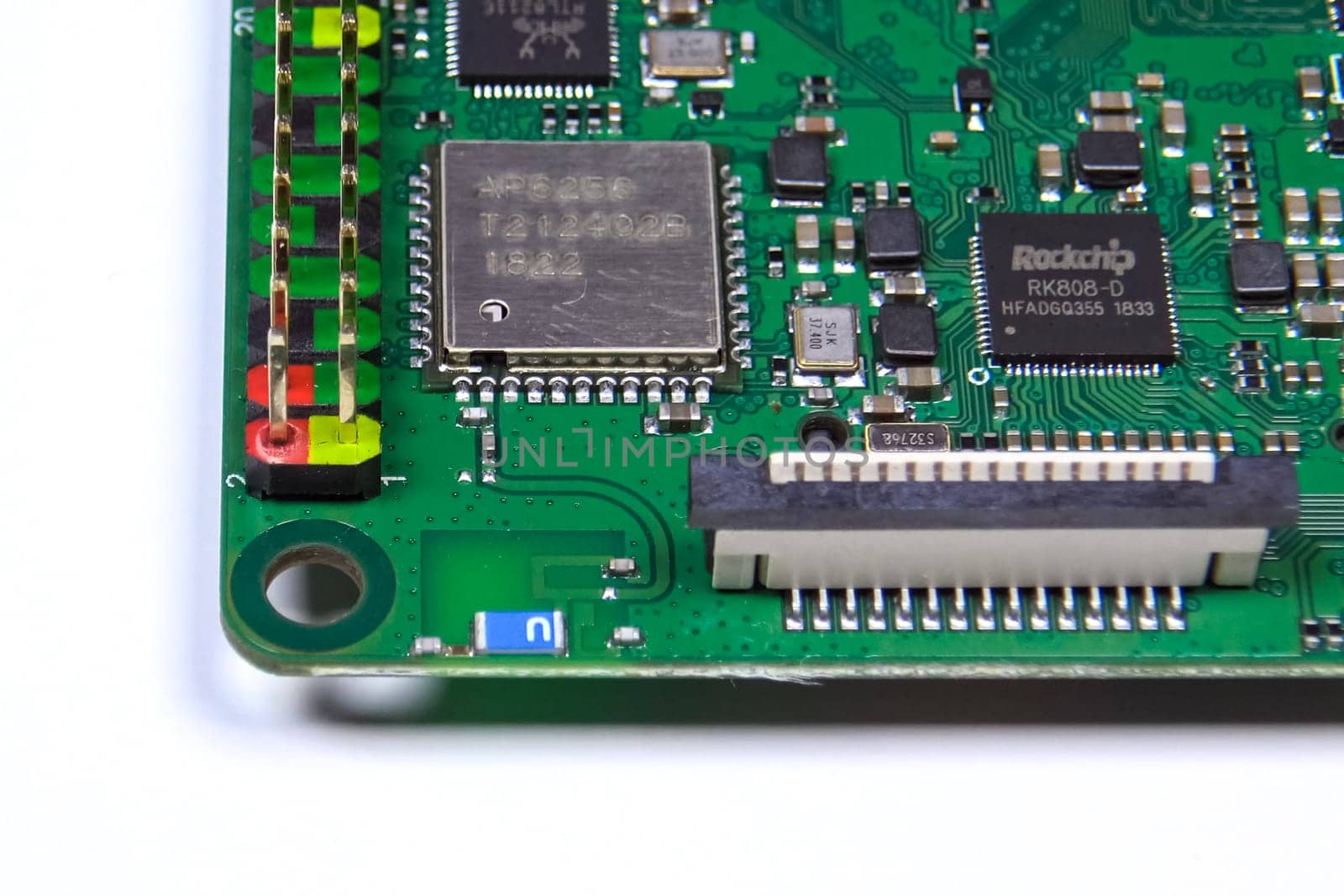 Pay a mini computer with a processor and interface connectors. Miniature computer technology.