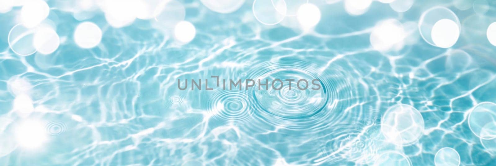 Ripples in clear blue water with abstract circular patterns, suitable as calming SPA background, AI generated