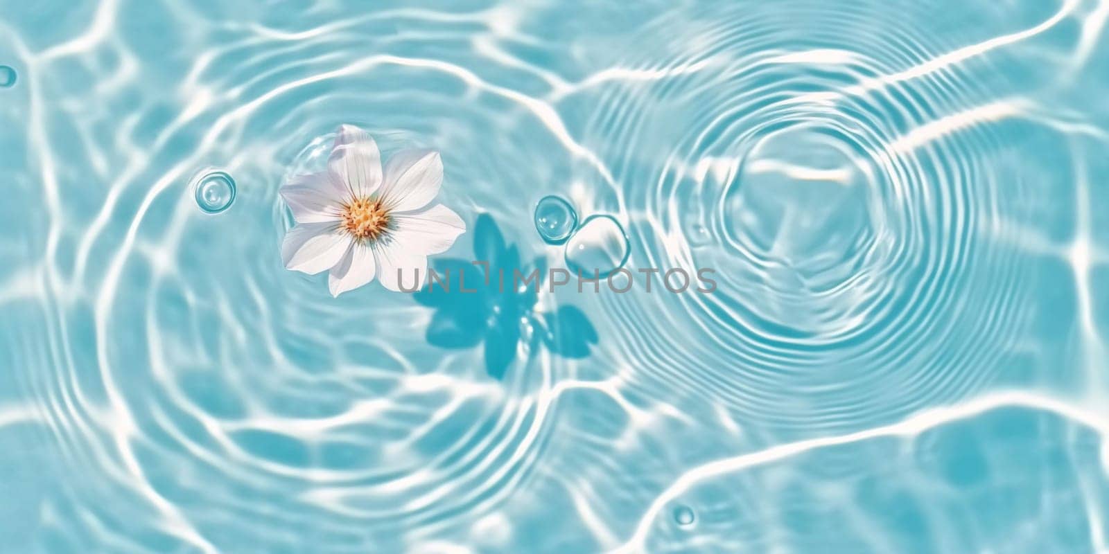 Pink flowers floating on water surface with ripples, perfect for SPA background, AI generated