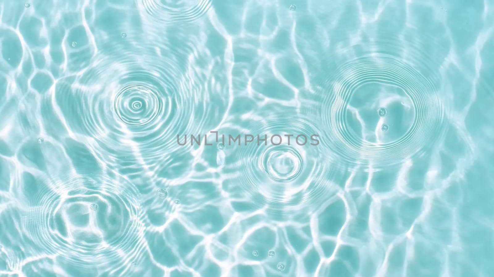 Ripples in clear blue water with abstract circular patterns, suitable as calming SPA background, AI generated