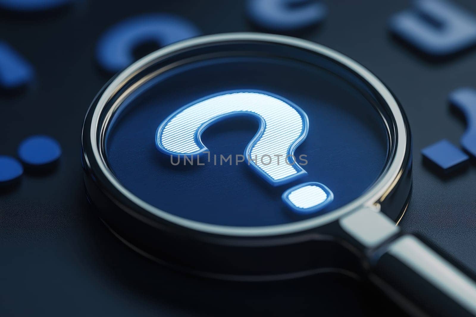 A close-up view of a search bar featuring a blinking cursor and a glowing question mark. This image represents digital inquiry and the quest for information in modern technology.