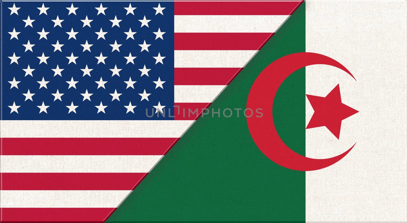 Flags of Ukraine and Algeria. Illustration of national symbols Ukraine and Algeria. Ukrainian and Algerian relations. diplomatic relations between two countries