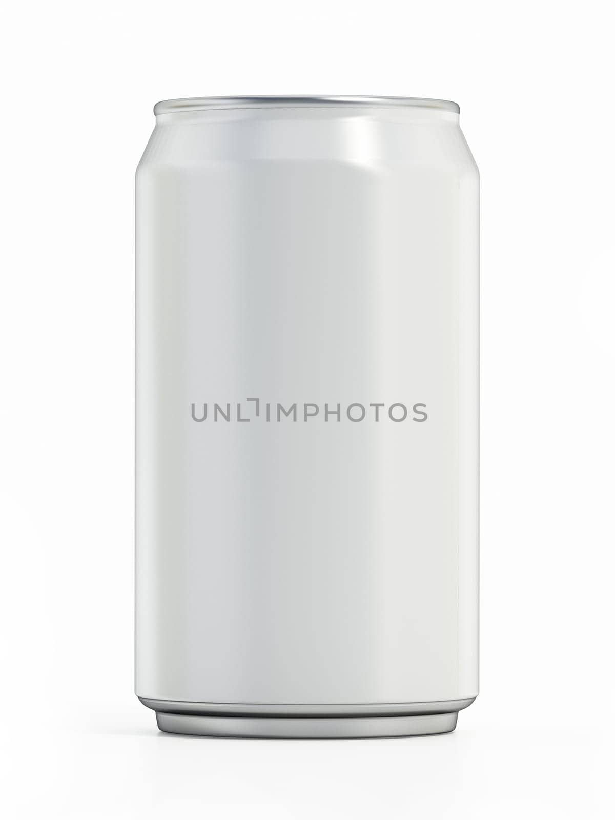 White 330ml soda can mockup. Blank package for your own designs. 3D illustration.