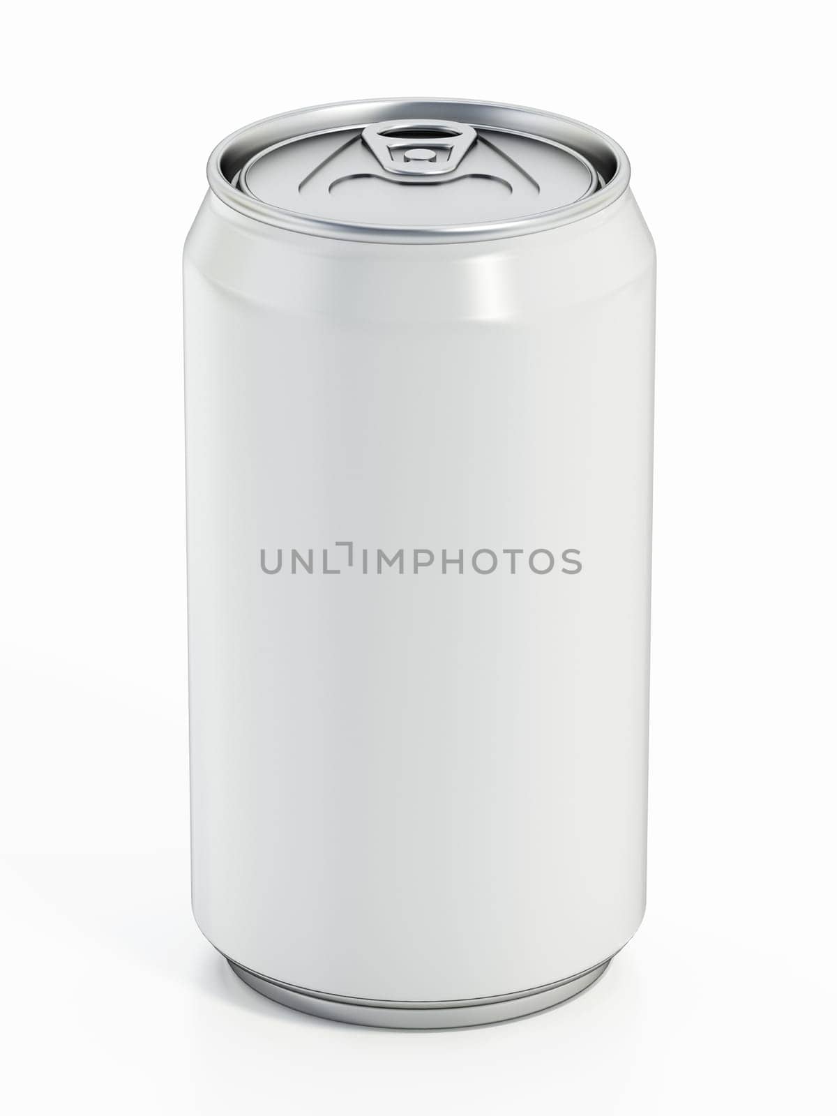 White 330ml soda can mockup. Blank package for your own designs. 3D illustration.