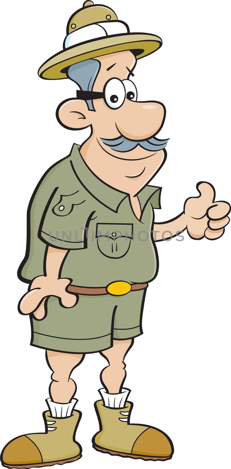 Cartoon illustration of an explorer giving thumbs up.