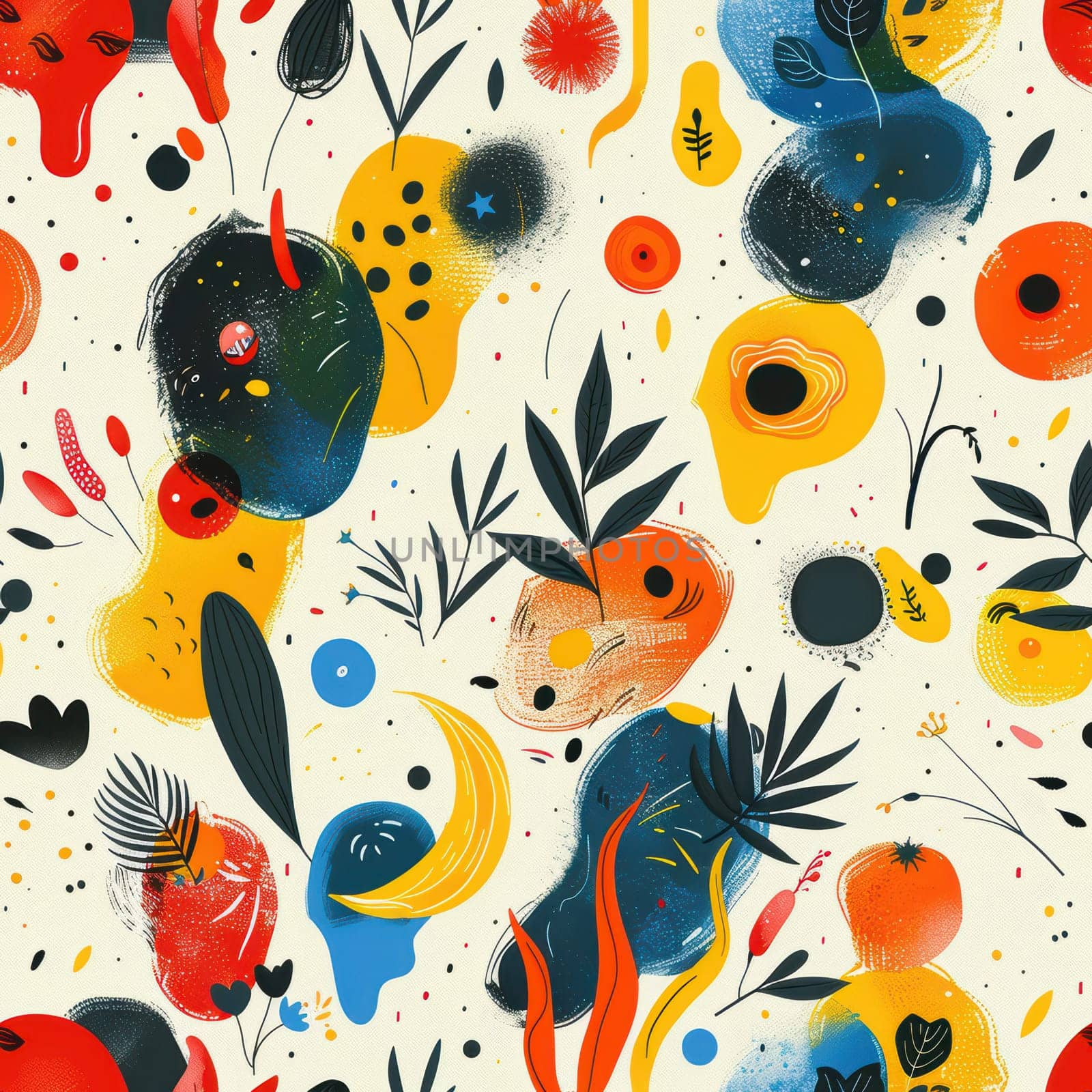 This artwork displays a vibrant mix of colors and shapes in an abstract floral pattern, ideal for modern art