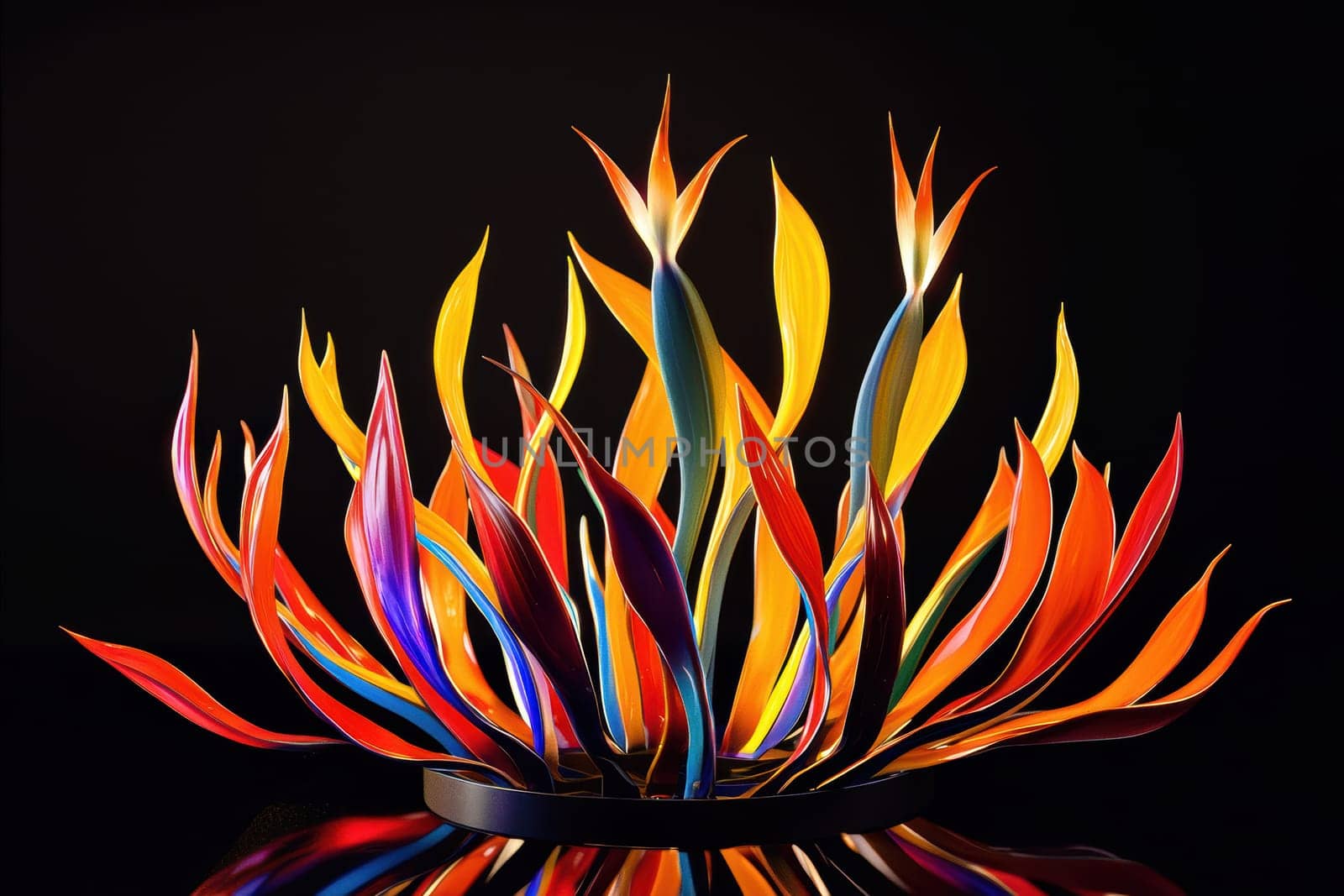 A truly stunning floral sculpture that showcases vibrant colors along with elegant and intricate designs