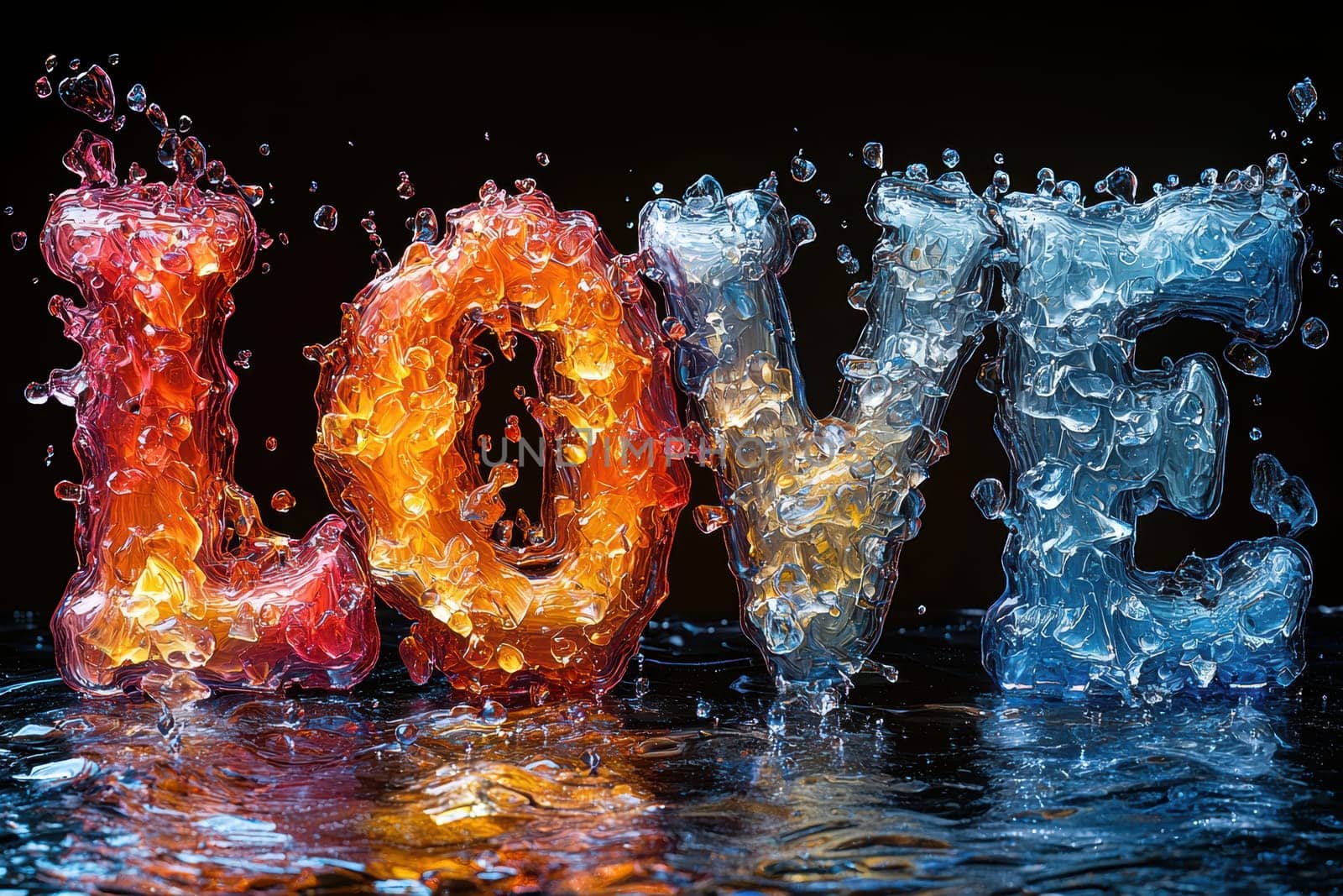 A stunning and vibrant visual representation of the word LOVE, ideal for artistic, romantic, and creative projects