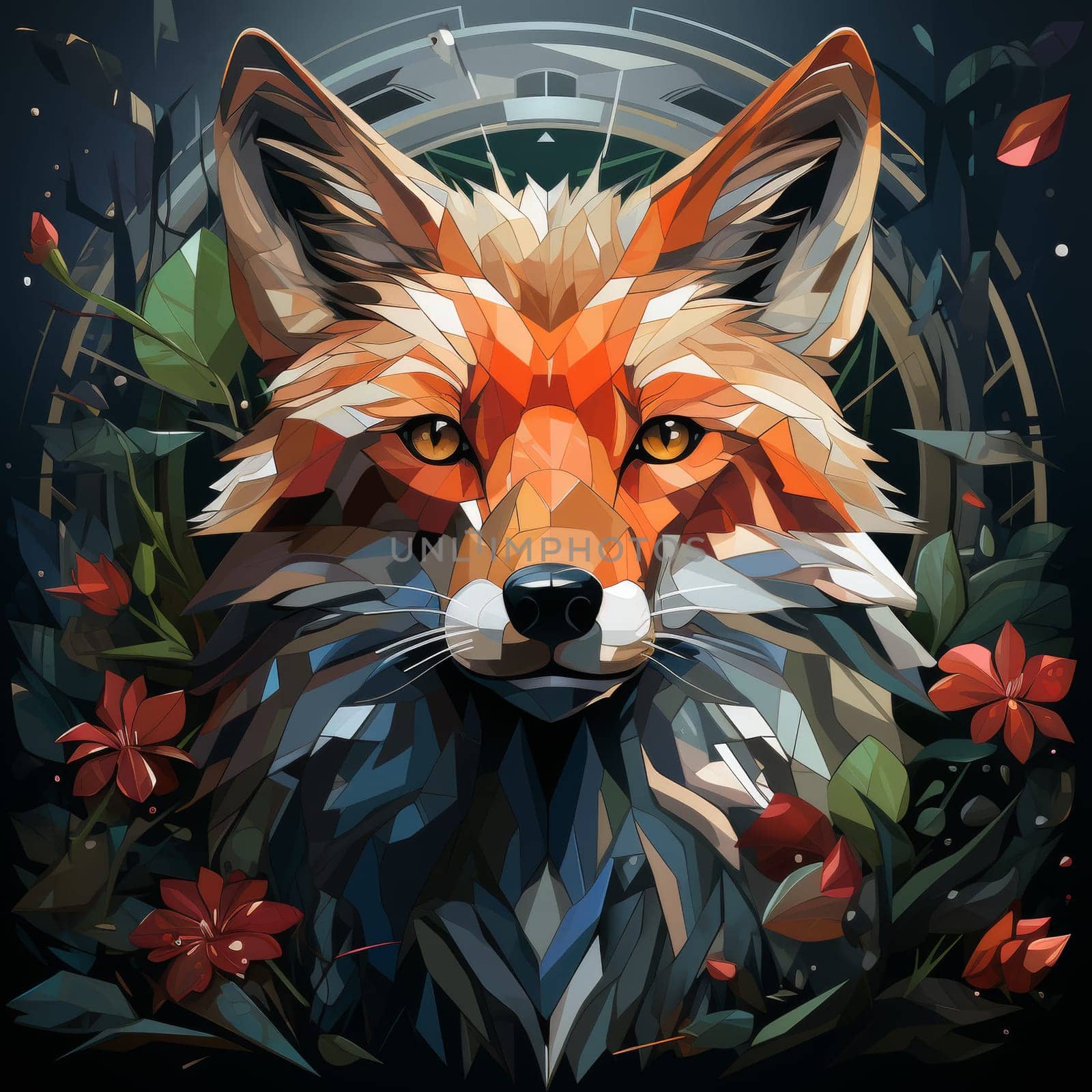 Portrait of a fox. Graphic Representation. High quality photo