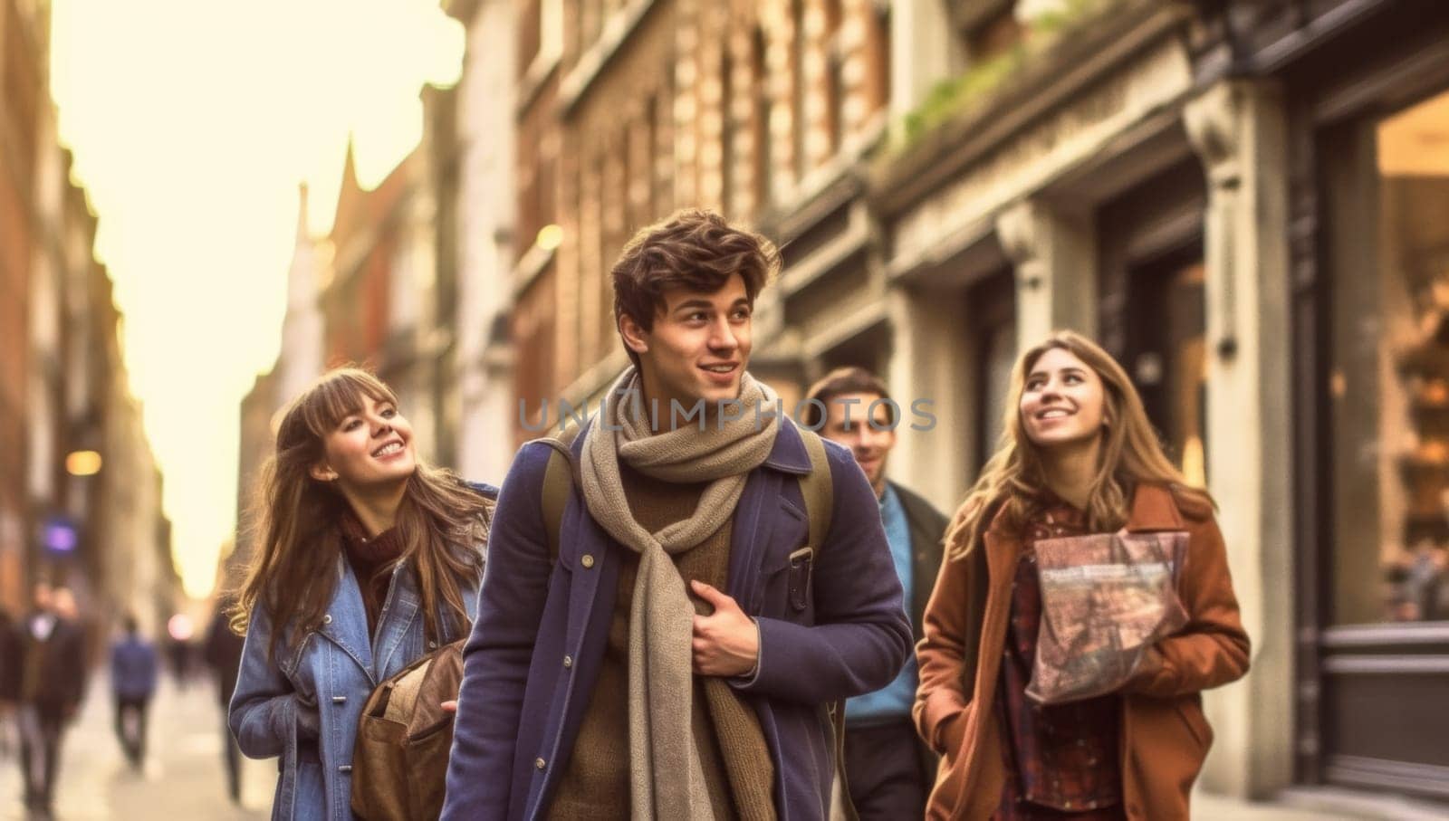 A group of students' friends are traveling during the summer holidays. High quality photo