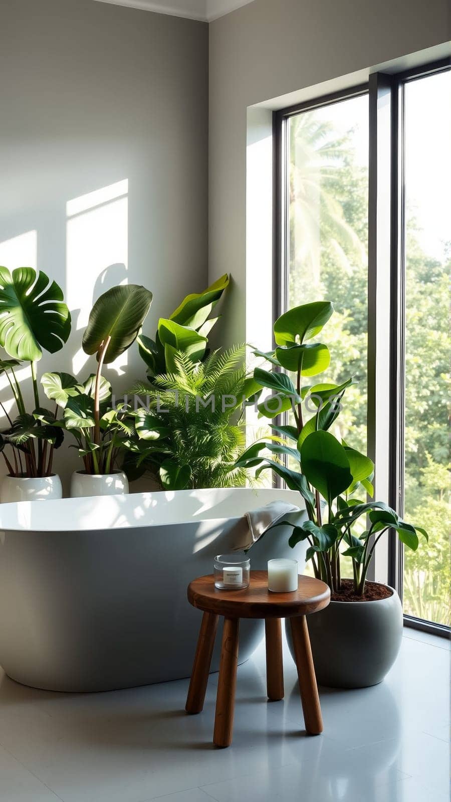 Lots of homemade potted flowers with bathroom. High quality photo