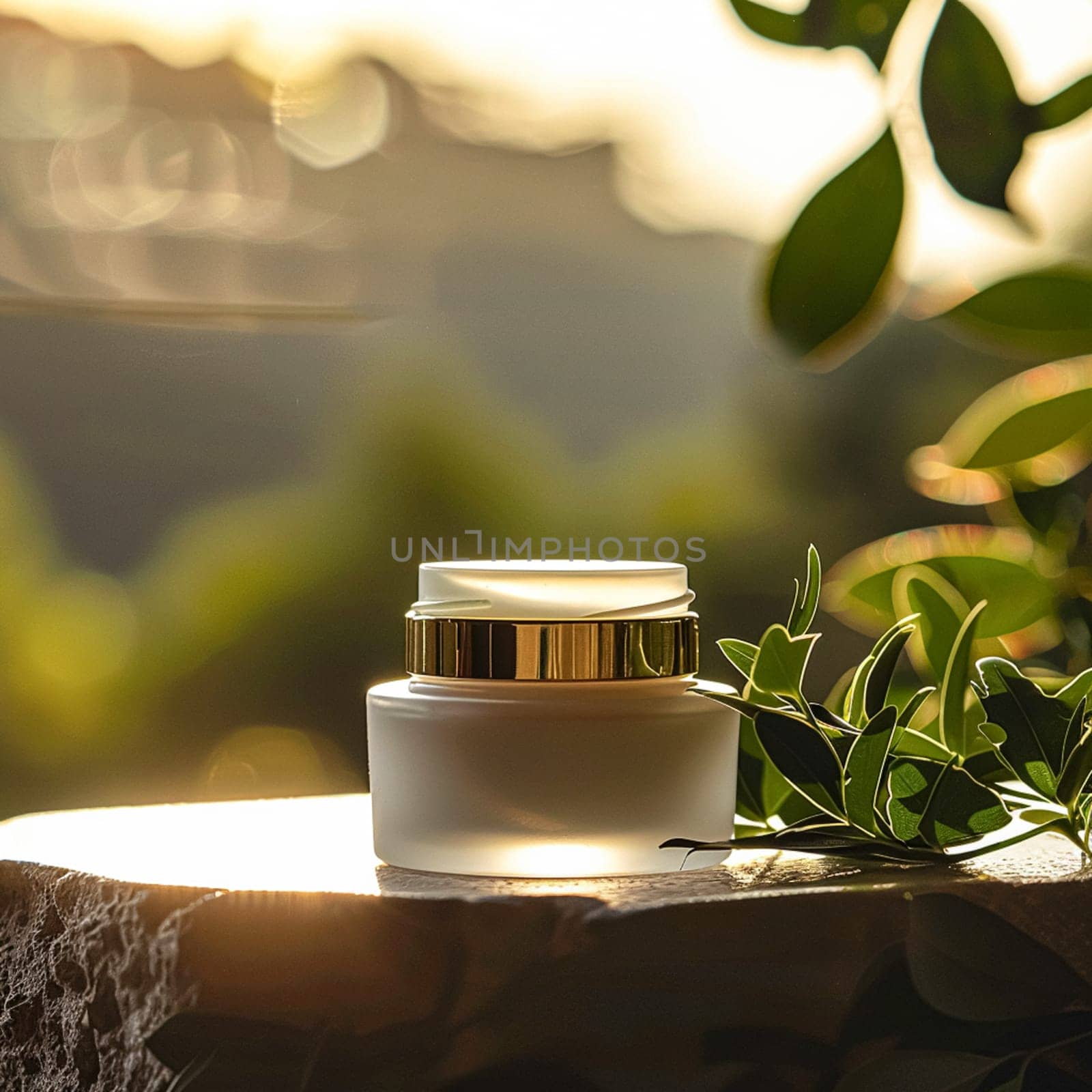 Cosmetic cream in a glass jar. Skin care concept. Background for beauty products