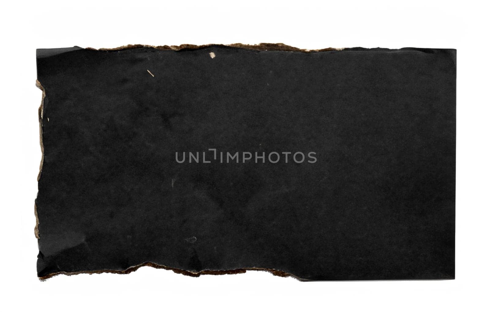 Black paper background. Old black empty paper cardboard on white background