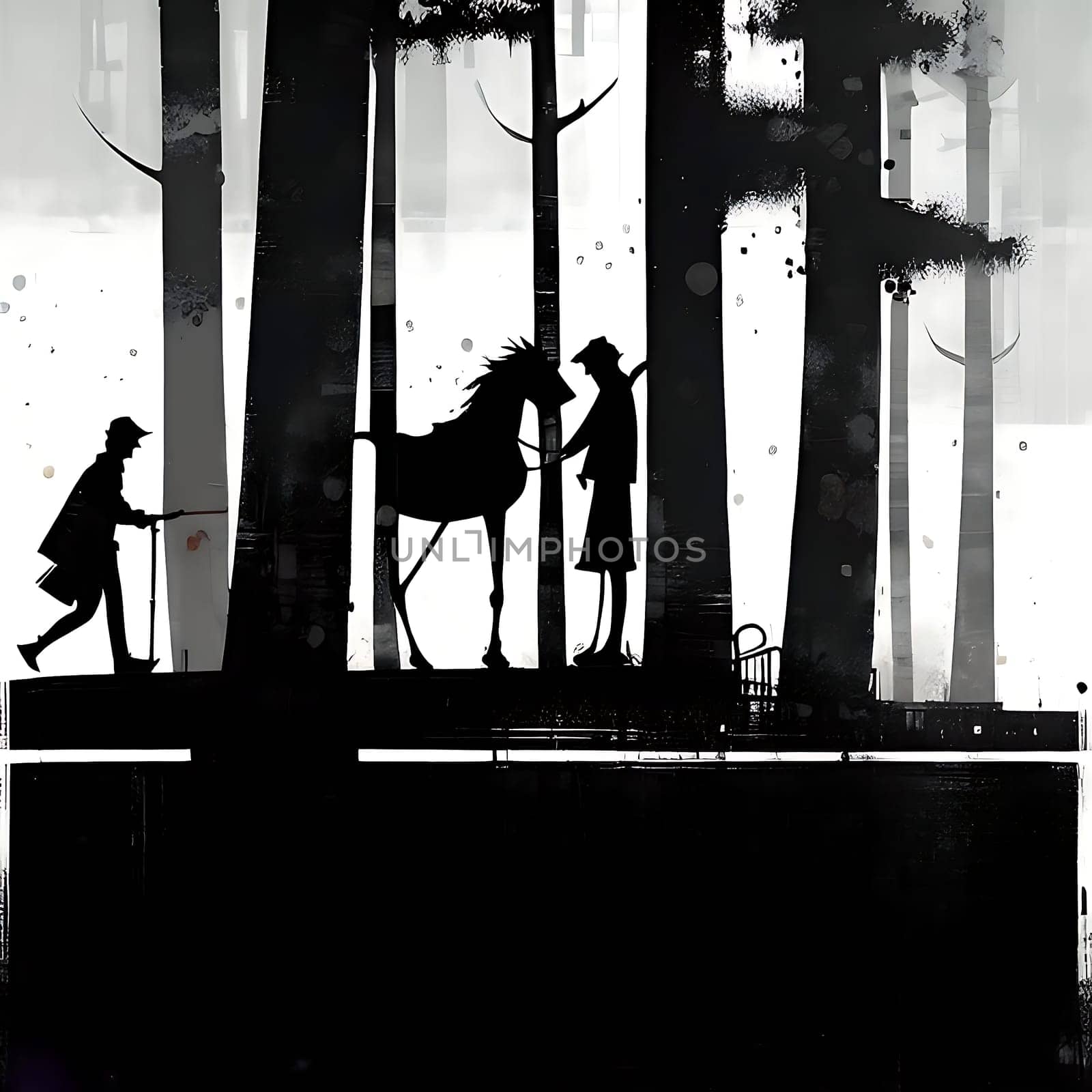 White black art texture background painting poster image wallpaper generated ai alt. High quality illustration