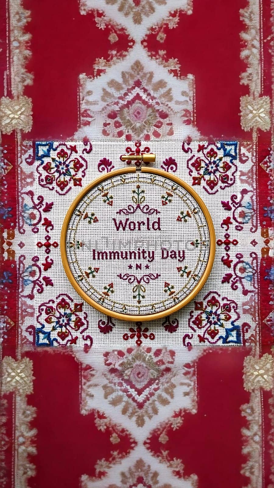 World International Immunity Day health may 2025 healthcare symbol red white infographic poster illustration graffiti High quality 3d illustration generated ai alt