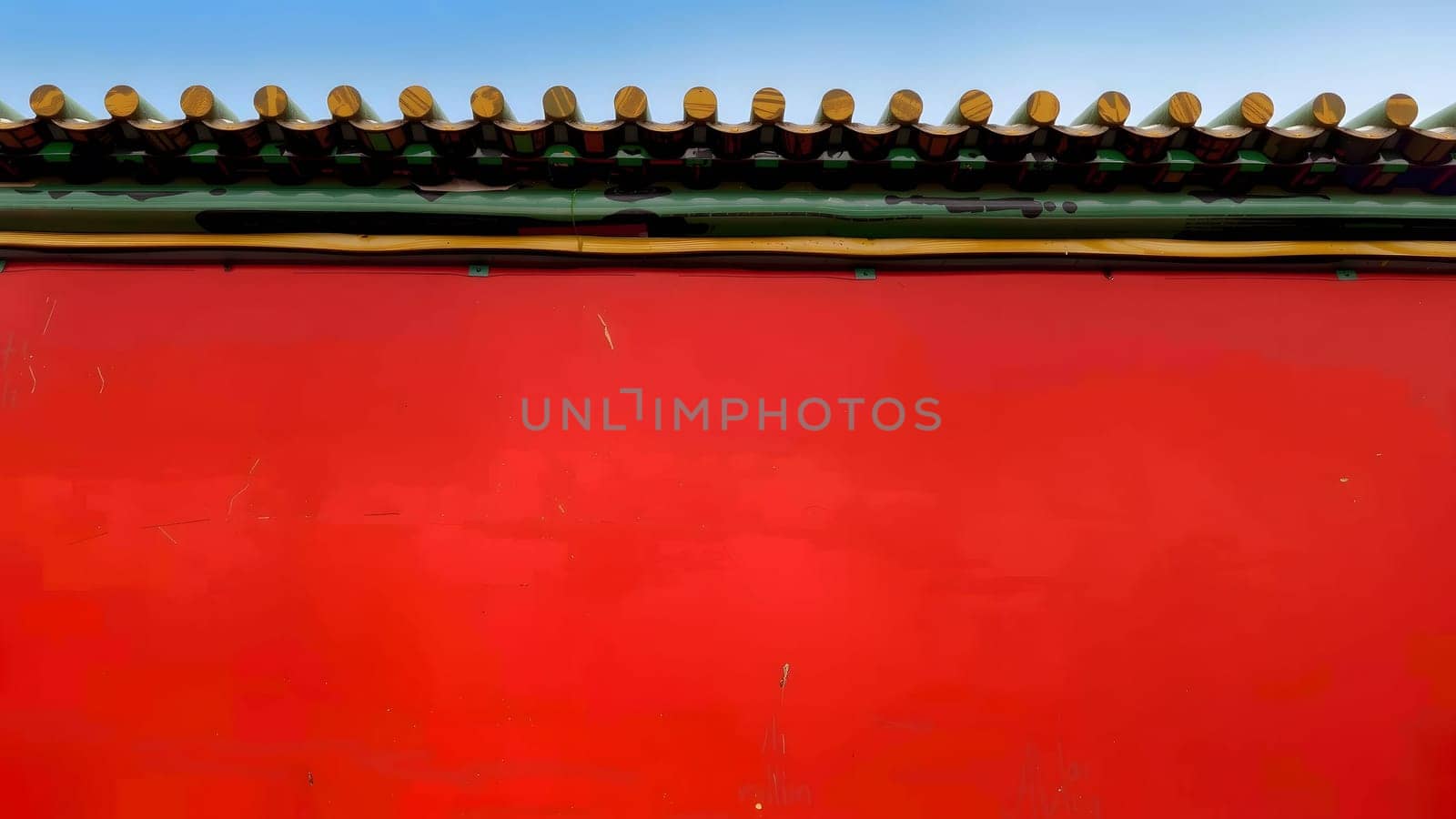 The Chinese old style window on bright red wall with nice sky