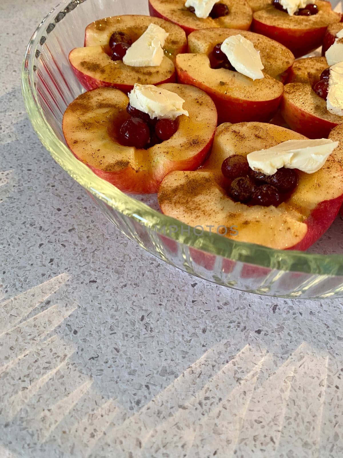 Concept of tasty food with baked apple