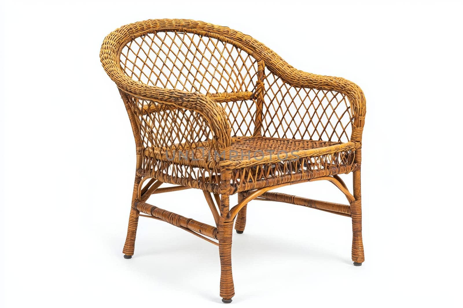 This beautifully crafted rattan chair features a classic design suitable for enhancing any indoor or outdoor setting.