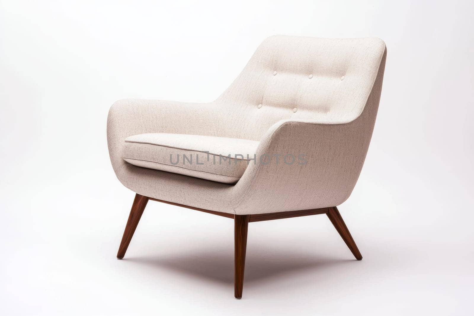 Stylish upholstered chair designed with wooden legs showcasing a minimalist aesthetic suitable for various interior designs.