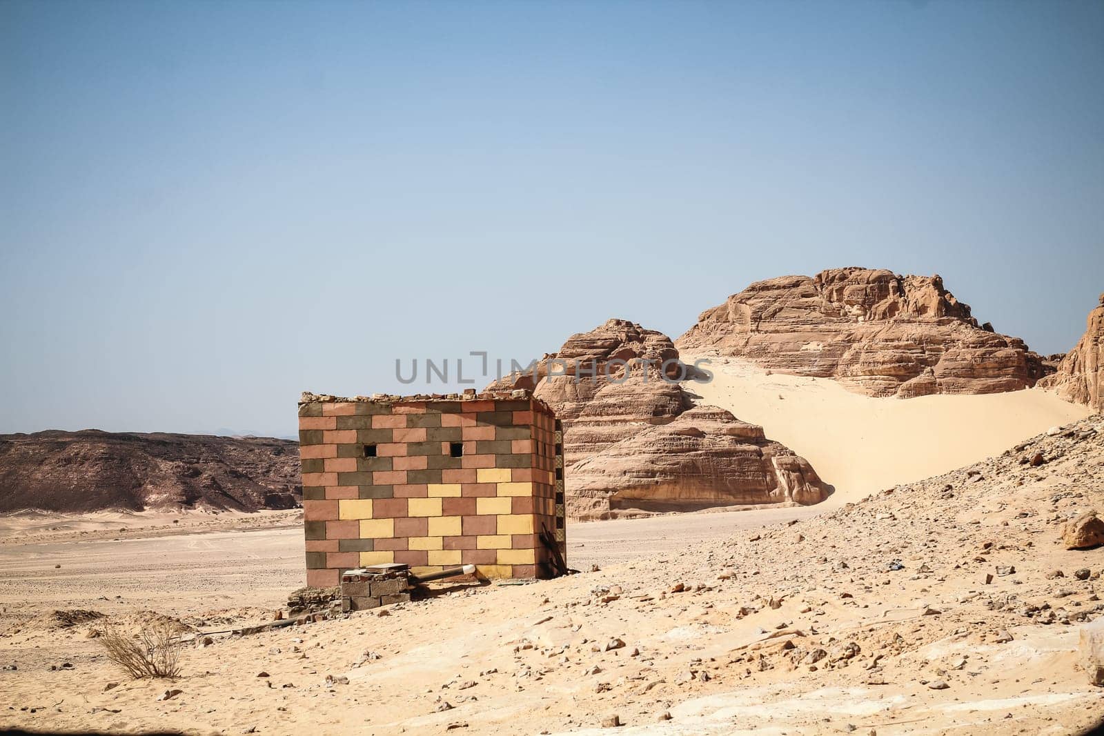 dwelling bedouin in an oasis in the desert among the mountains in Egypt Dahab Rest tourist