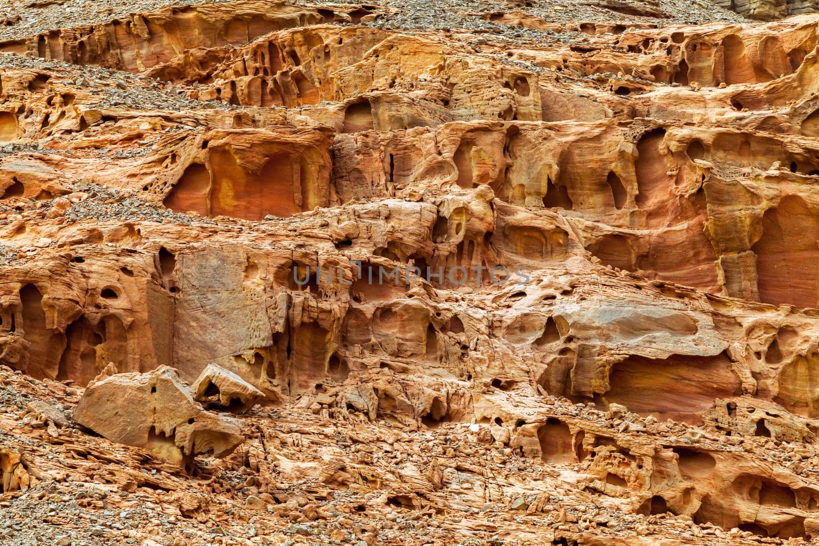View of barren land of Timna Valley, Israel