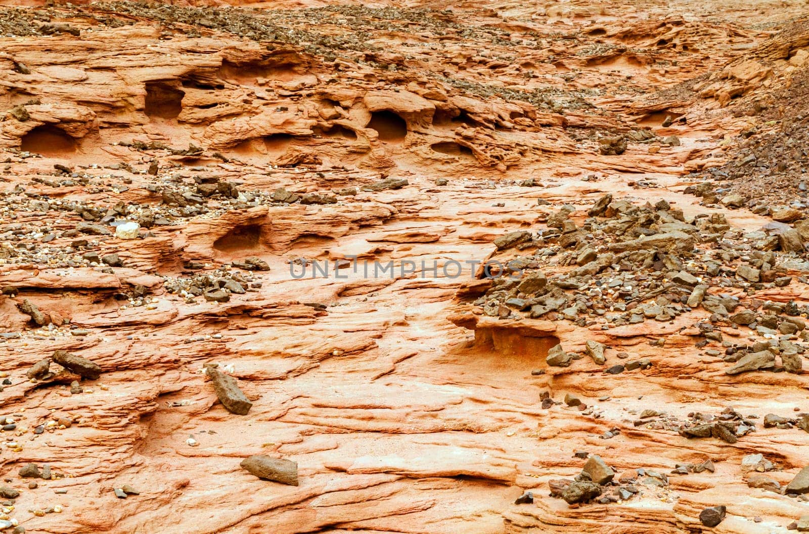 View of barren land of Timna Valley, Israel