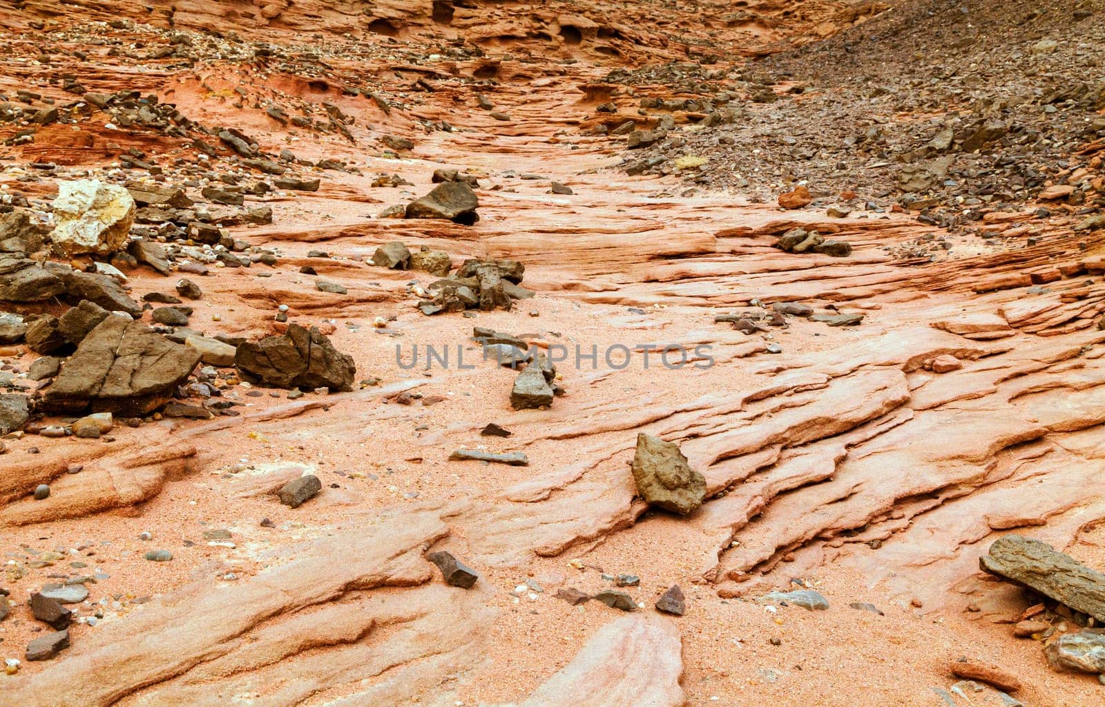 View of barren land of Timna Valley, Israel