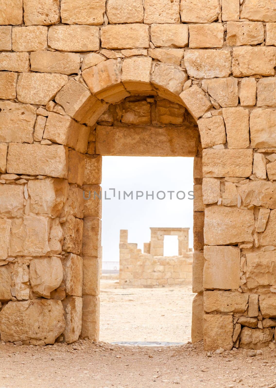 View of the ruined buildings in the ancient Nabataean city of Avdat, now a national Park, in the Negev Desert, Southern Israel