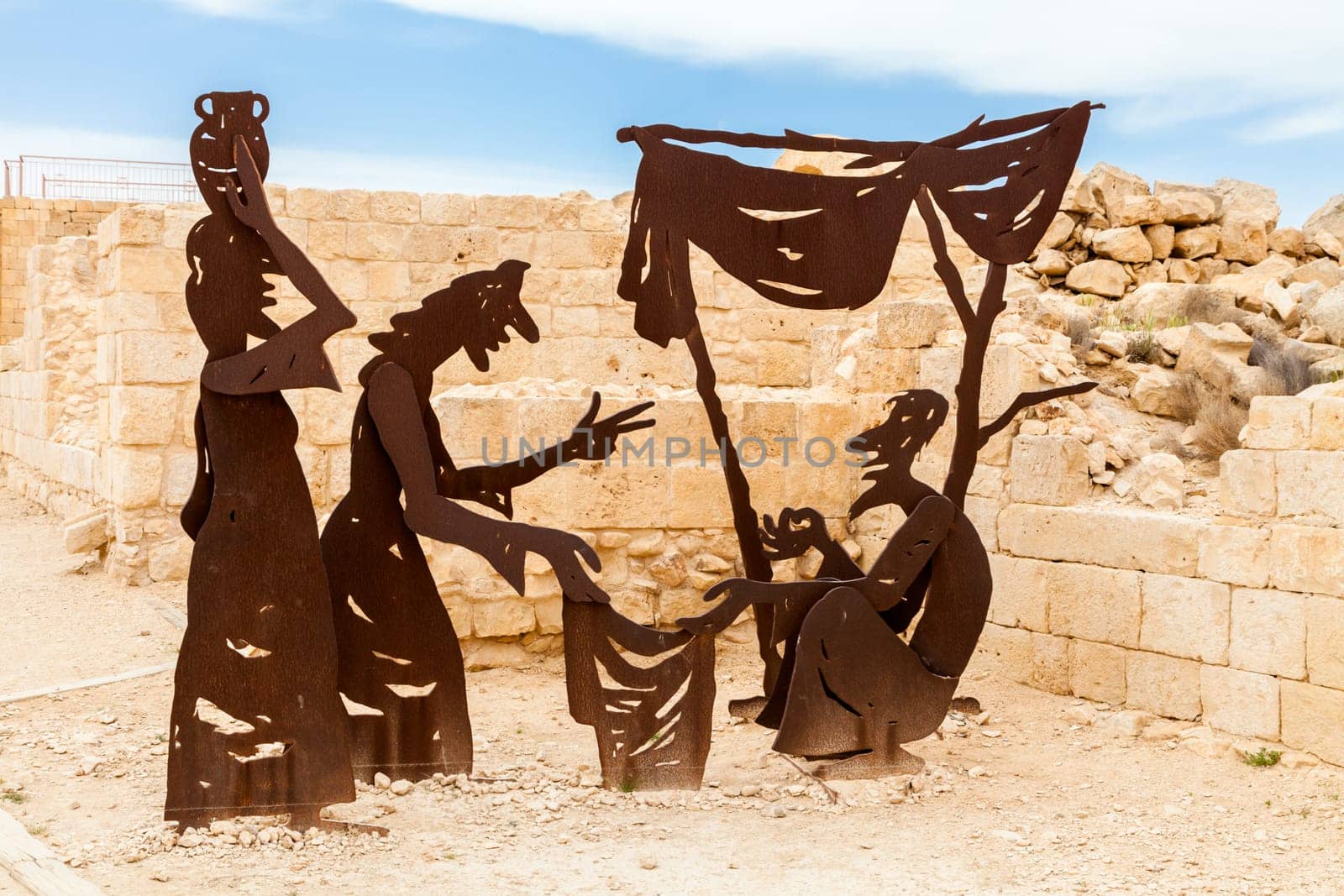 Metal sculptures in the Avdat National Park in the Negev Desert of Israel