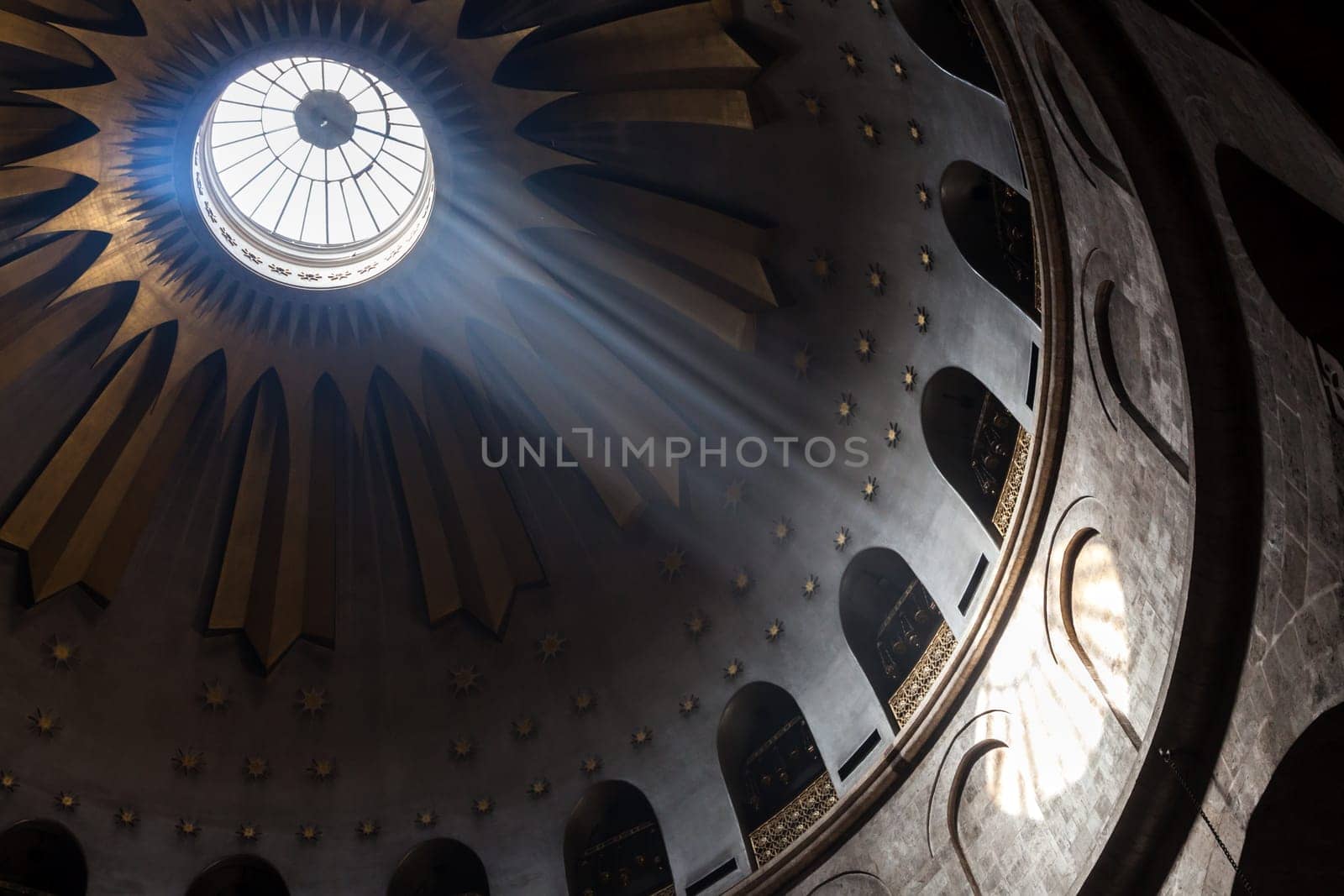 The ceiling over the grave of Christ in the holy church in Jerusalem, Izrael
