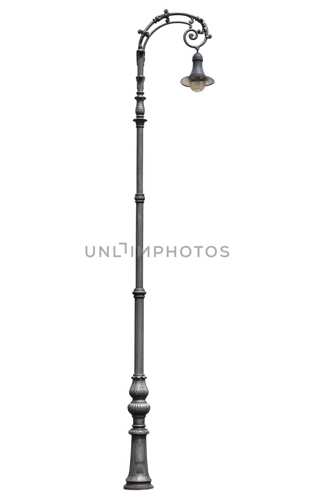 An old street lamppost isolated over white