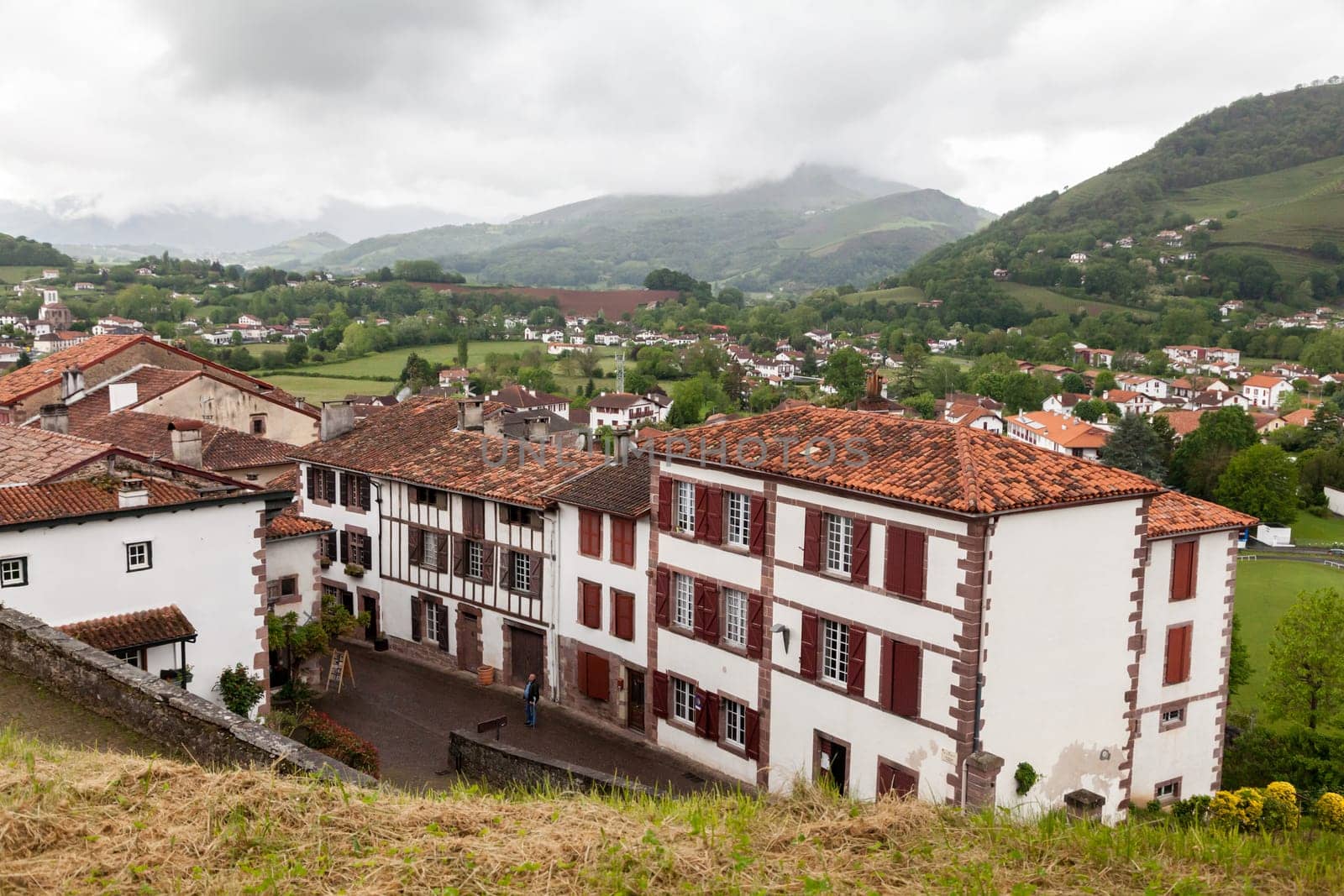 SAINT-JEAN-PIED-DE-PORT, FRANCE, view of the streets from above