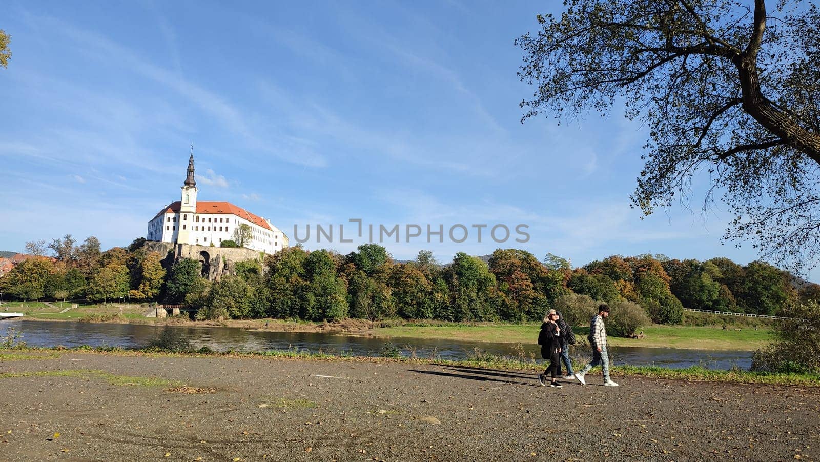 October 6 2024 Decin Czech Republic Europe travel places, Castle riverside stroll history destinations editorial photo landscape autumn nature trees. High quality photo