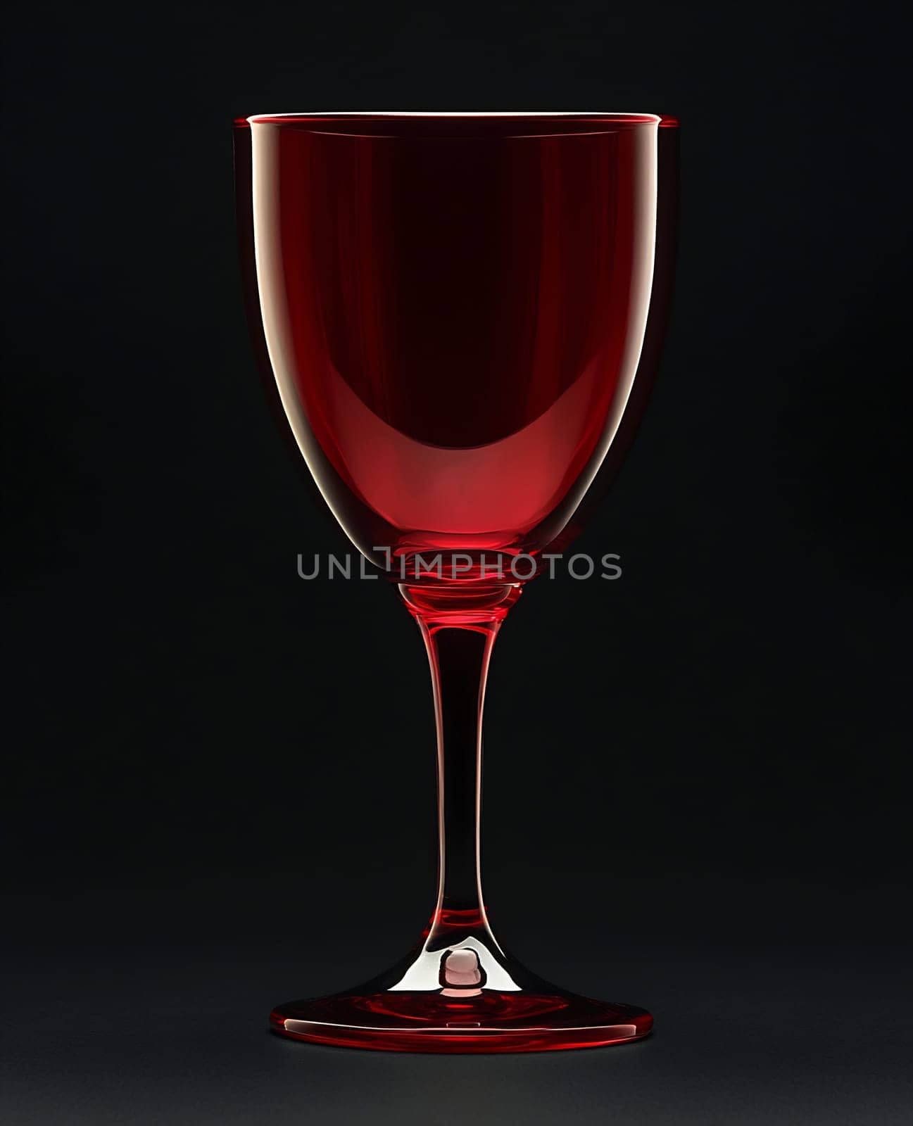 A vibrant red glass stands elegantly against a dark backdrop, showcasing its smooth curves and sophisticated design.