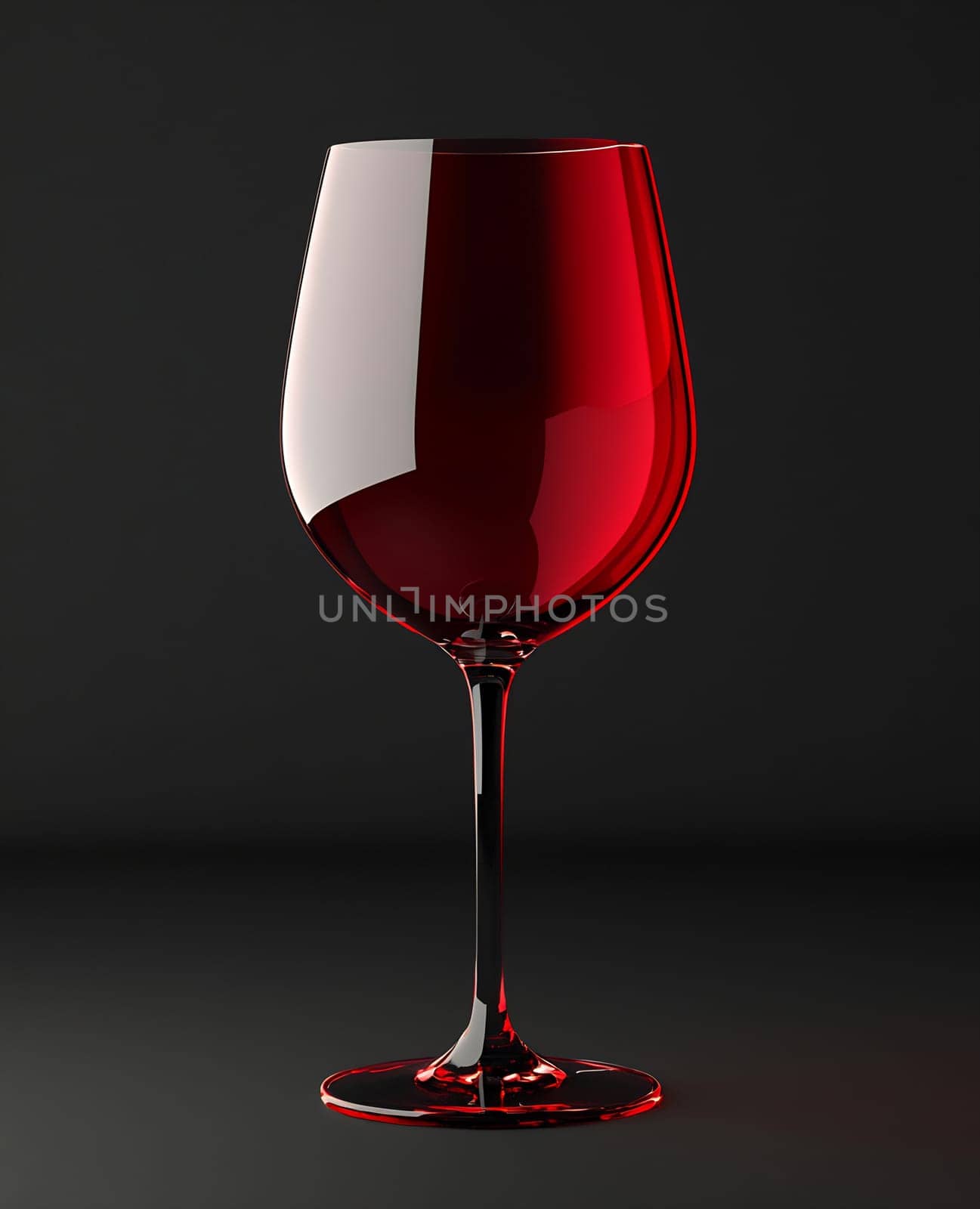 A crystal-clear glass filled with vibrant red wine stands elegantly against a black backdrop, showcasing its rich color and smooth contours.