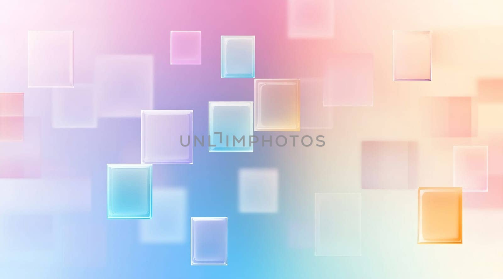 Soft pastel colors blend seamlessly as geometric shapes float across the canvas, creating a serene and artistic atmosphere.