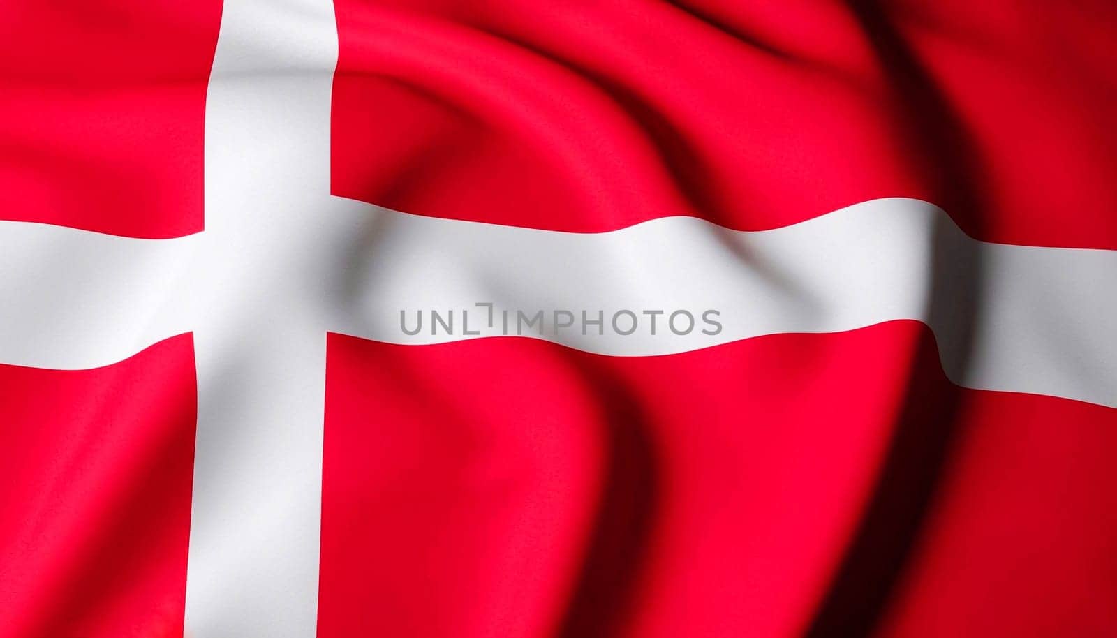 Denmark flag is depicted on a sports cloth fabric with many folds. Sport team banner
