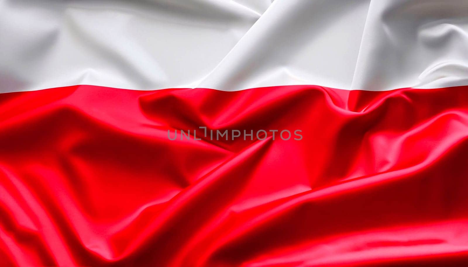 silk national flag of Poland with pleats