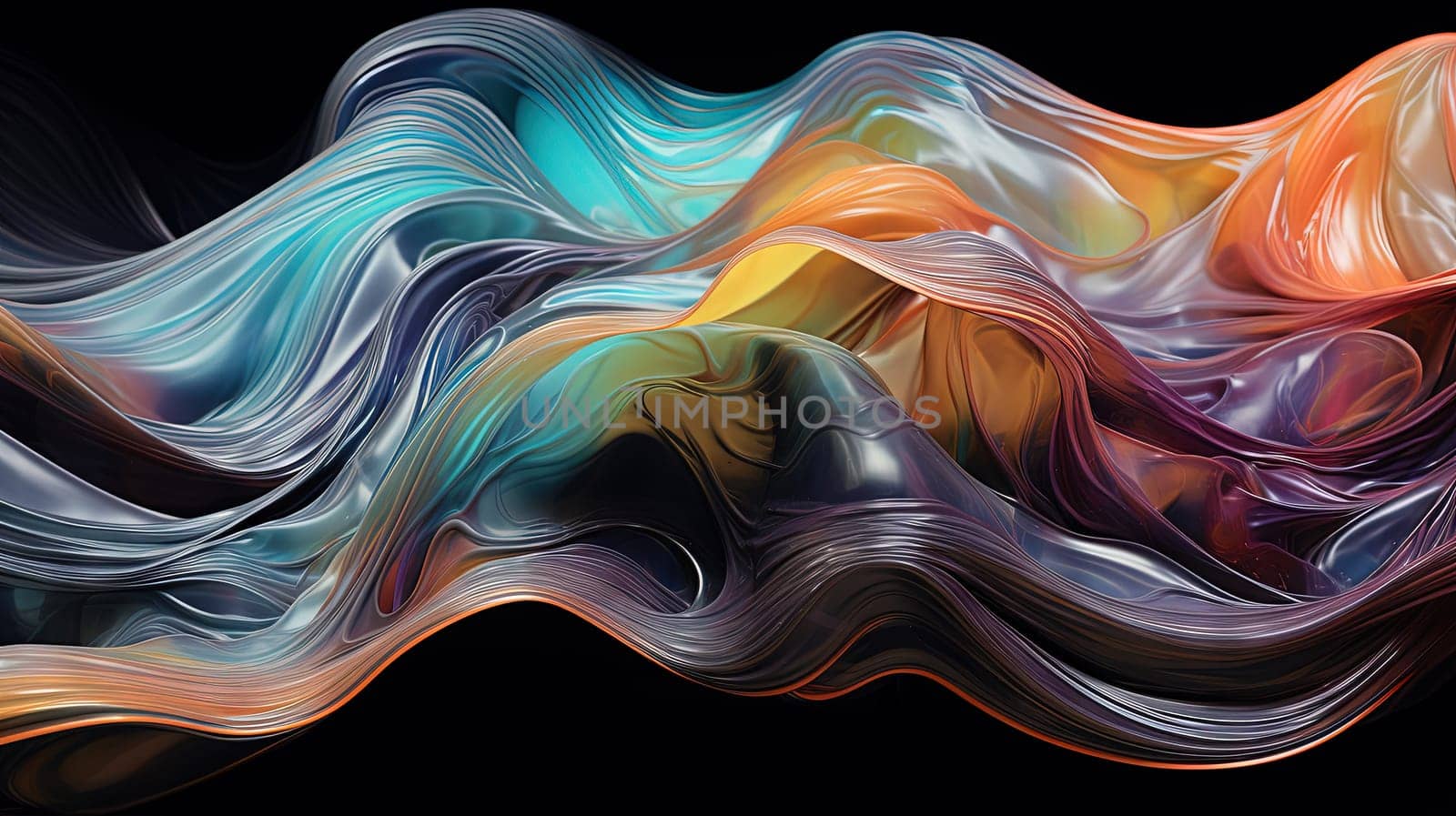 Vibrant abstract waveform with fluid motion and colorful gradients. Generated AI