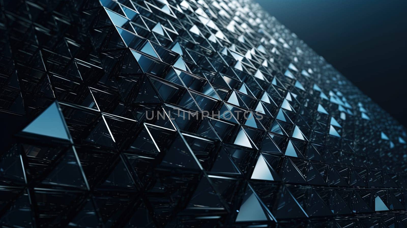 Abstract background with structure of neon triangles and technology style. Generated AI