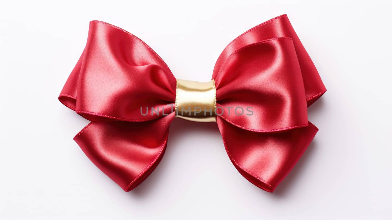 Red bow with ribbon isolated on white. Generated AI
