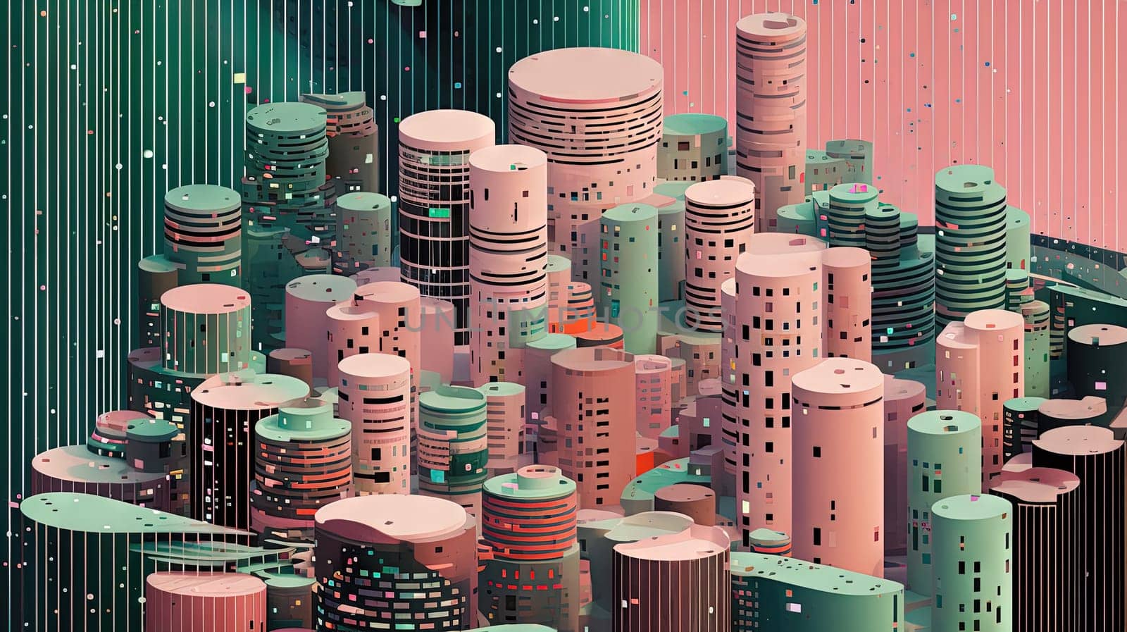 Artistic 3D bar graph with particles for business market presentation. Generated AI