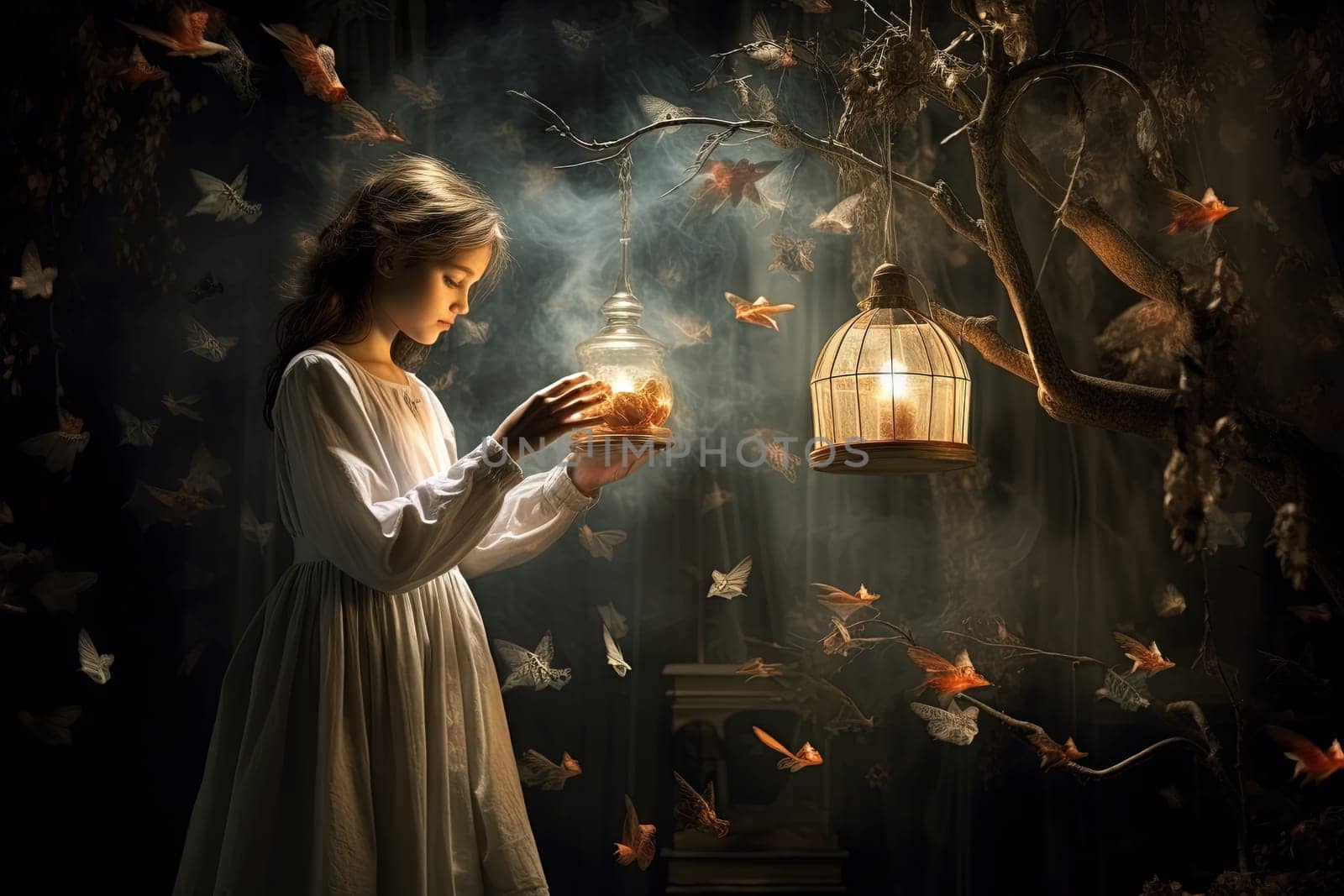 Magic fairytale scene in the surreal fantasy world. Generated AI