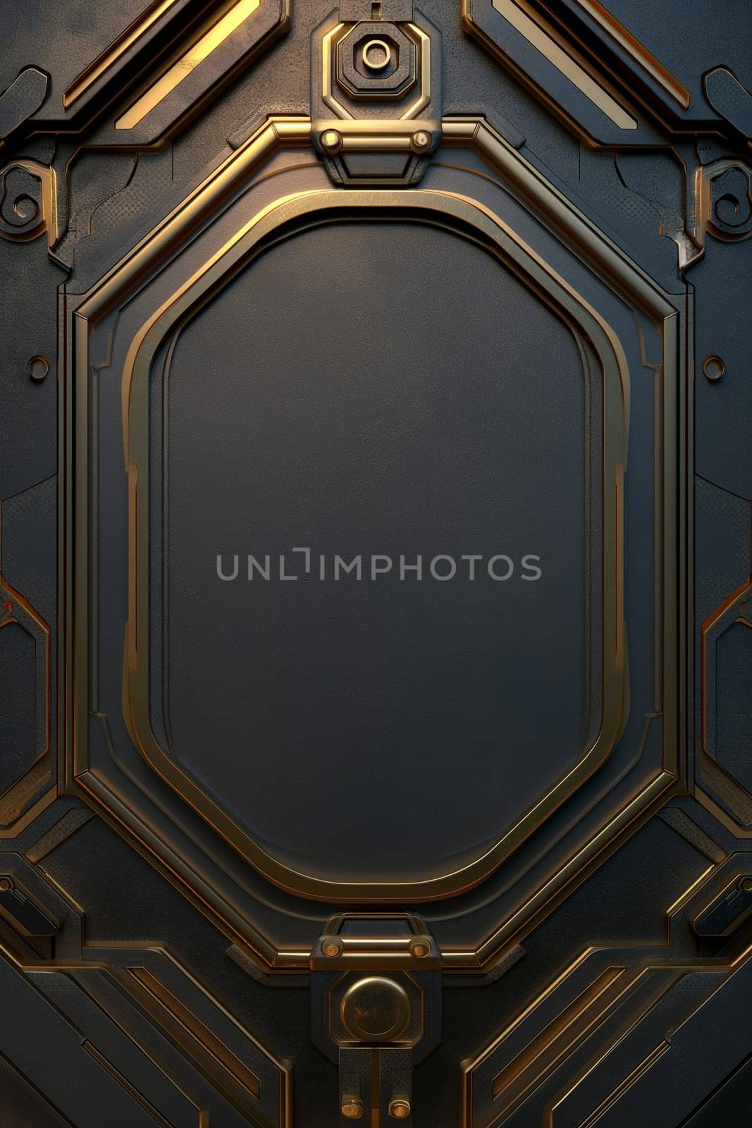 Golden art deco frame with ornament. Retro golden art deco or art nouveu frame in roaring 20s style. Generated AI